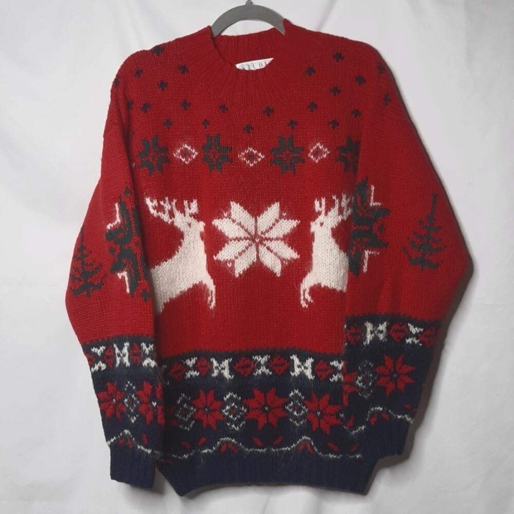 Michelle Stuart Studio Womens Sweater Hand Knit Mohair Blend  Oversized Nordic